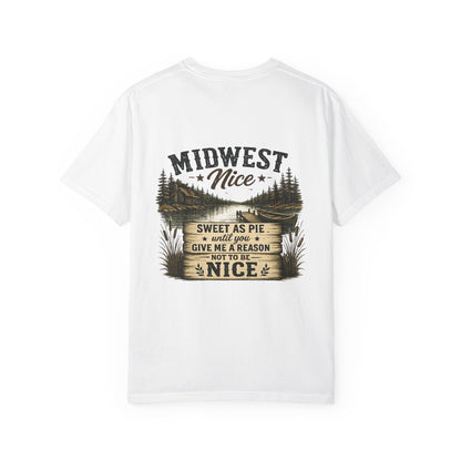 Midwest Nice T-Shirt - "Midwest Nice: Sweet as Pie" Retro Cabin Graphic Tee