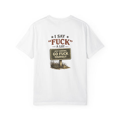 Feral Raccoon Graphic Tee – “I Say ‘Fuck’ a Lot” Vintage-Style T-Shirt