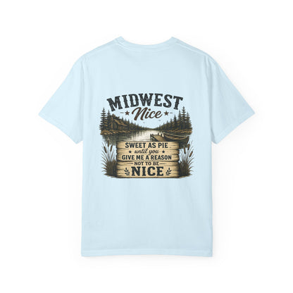 Midwest Nice T-Shirt - "Midwest Nice: Sweet as Pie" Retro Cabin Graphic Tee