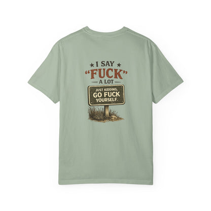 Feral Raccoon Graphic Tee – “I Say ‘Fuck’ a Lot” Vintage-Style T-Shirt
