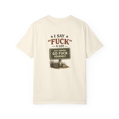 Feral Raccoon Graphic Tee – “I Say ‘Fuck’ a Lot” Vintage-Style T-Shirt