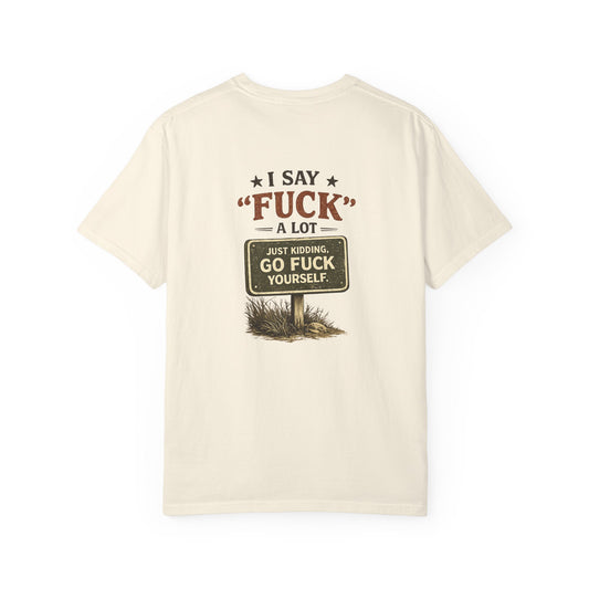 Feral Raccoon Graphic Tee – “I Say ‘Fuck’ a Lot” Vintage-Style T-Shirt