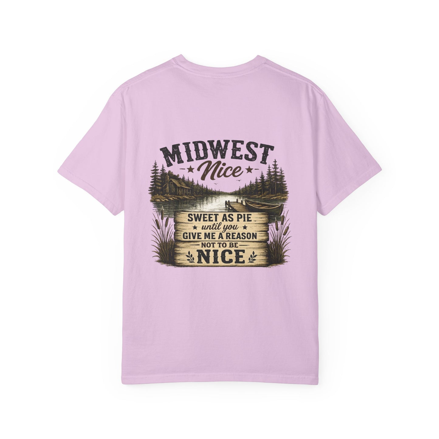 Midwest Nice T-Shirt - "Midwest Nice: Sweet as Pie" Retro Cabin Graphic Tee